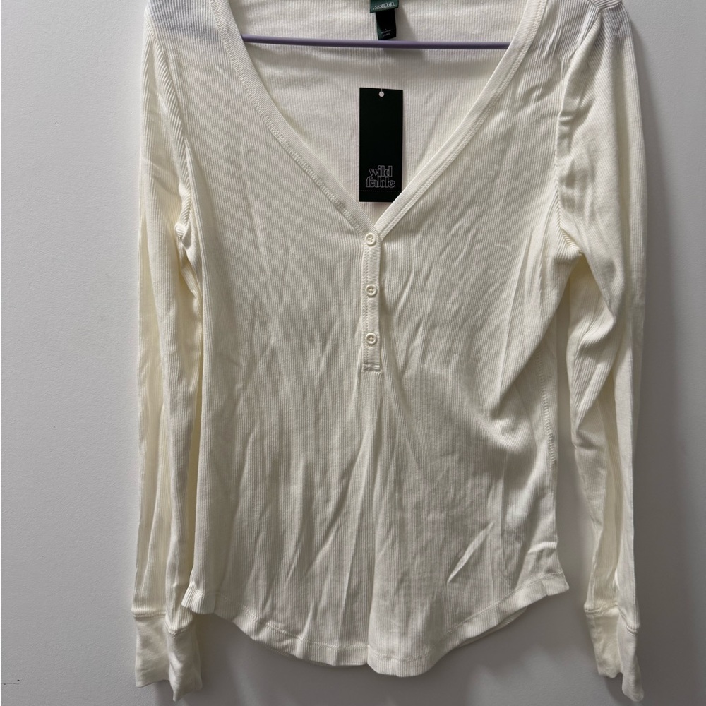 Wild Fable Cream Long Sleeve Blouse